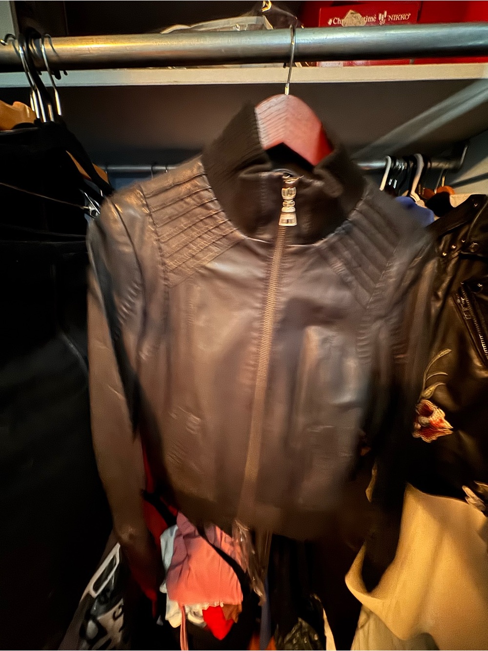 Danier Black Leather Zip-Front Moto Jacket